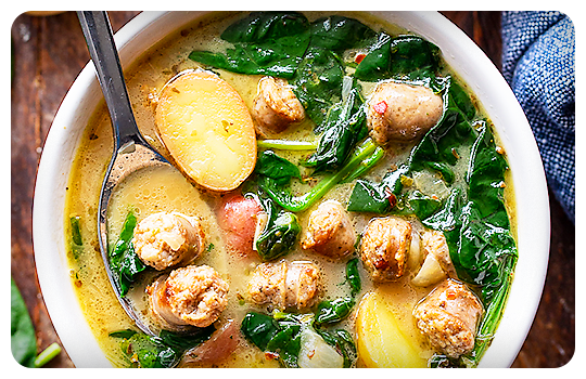 Sausage, Potato and Spinach Soup